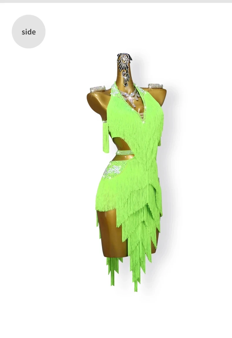 Lateinamerikanisches Tanzkleid für Mädchen, sexy Outfits, Damenbekleidung, Sportkostüm, Ballkleid, Rock, Samba-Anzug, elegante Party- und Bühnen-Tanzkleidung. – Detail 9