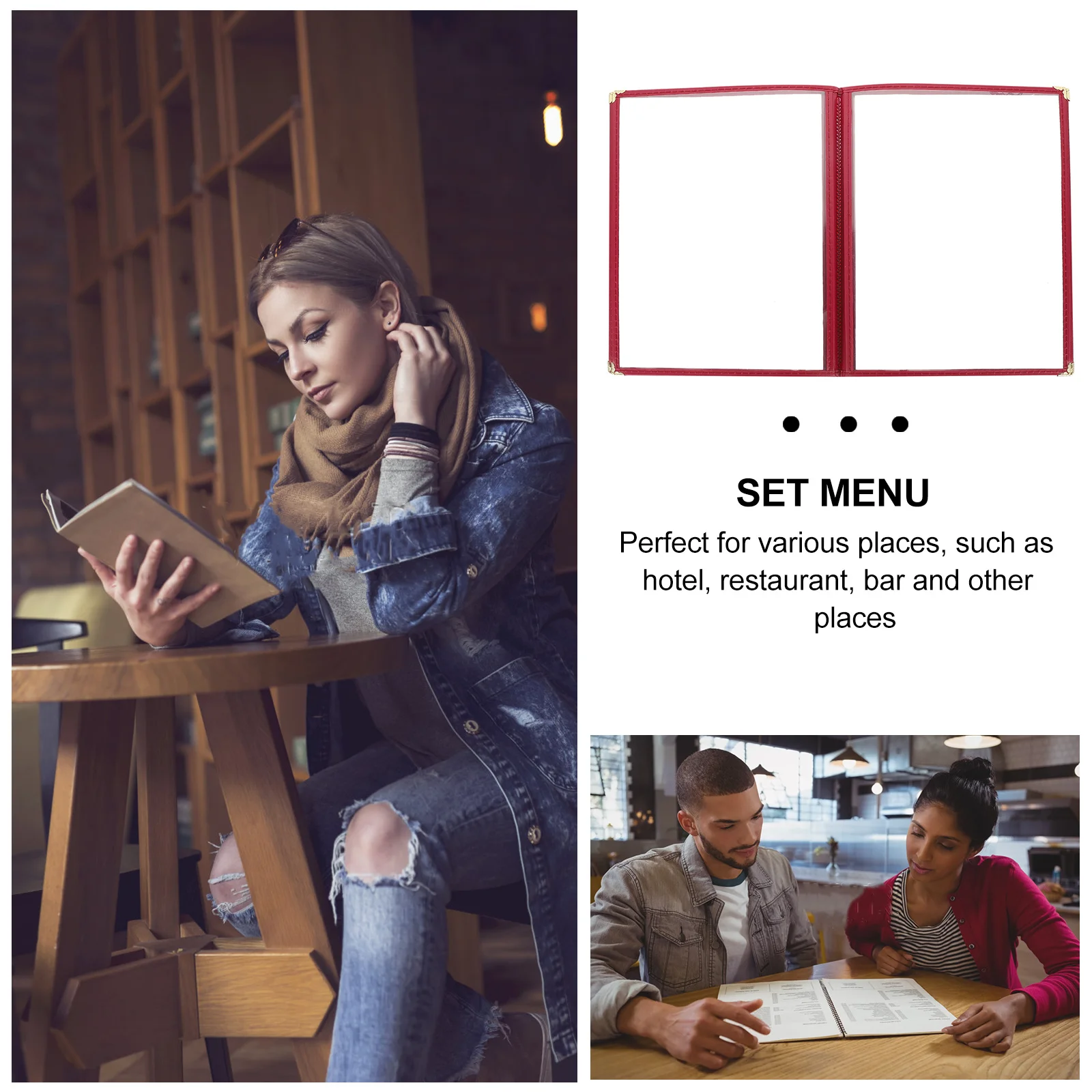 

Menu Cover Transparent PVC Fold Style Durable Restaurant Hotel Bar Paper Insert Price List Holder Menu Covers Holder