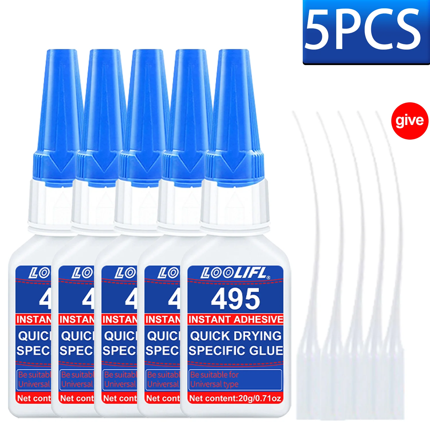 7 Stück 495 LOOLIFL Superkleber, professioneller Kunststoffkleber, transparenter Cyanacrylat-Kleber, schnell trocknend, geruchlos, langanhaltende Verklebung