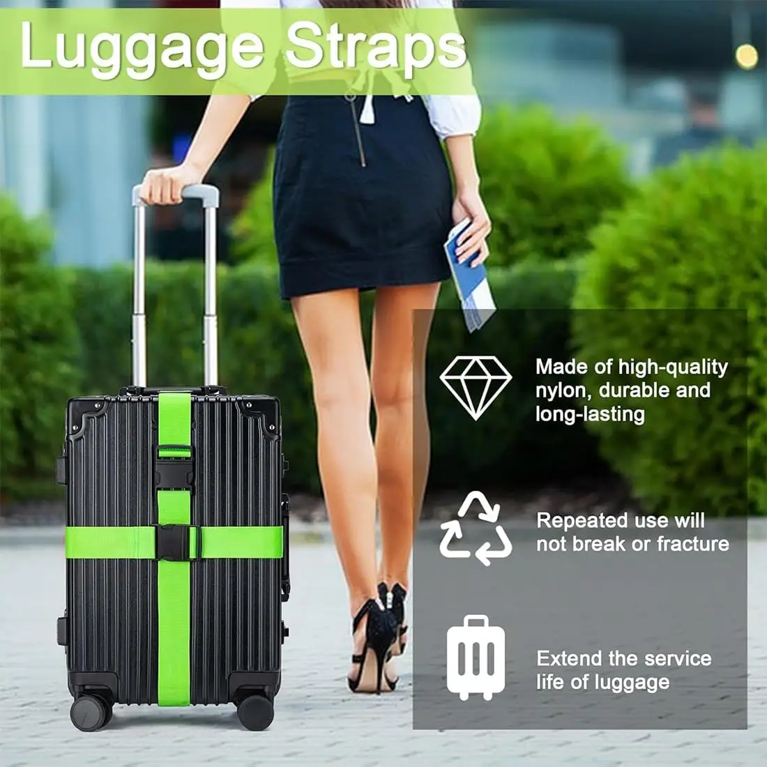 3Pcs/Set Travel Clothing Storage Straps, Including 2 Luggage Straps + 1 External Triangle Strap, Outdoor Travel Clothing Storage Rope, Suitcase Packing Strap, Travel Bag Fixing Strap, Luggage Accessories Strap