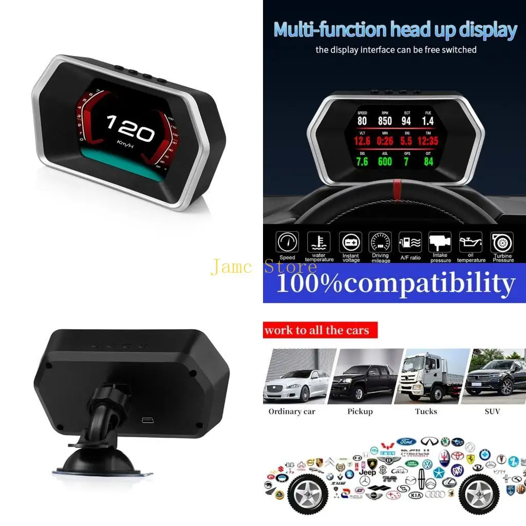 

LX0B Universal Car HUD for Head Up Display Digital GPS Speedometer with Speed Up Test Brake Overspeed Alarm Display for Vehic