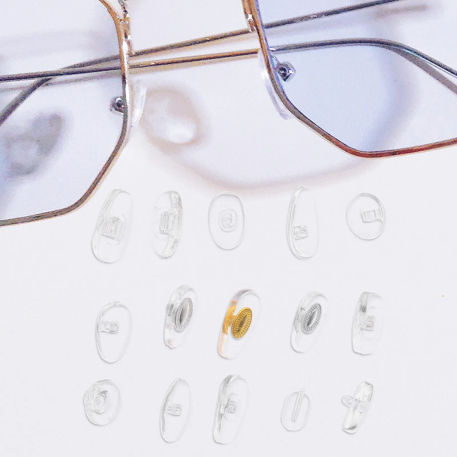 

Glasses Nose Pads Silicone Anti-Slip Nose Support Cushion Supple Comfortable Height Adjustable Pad for Optical Eyewear Frames