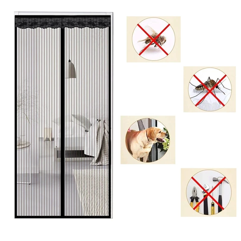 Door Magnetic Mosquito Net Anti Mosquito Protection Fly Screen Automatic Closing Curtains For Kitchen Bedroom Doors Summer Mesh.