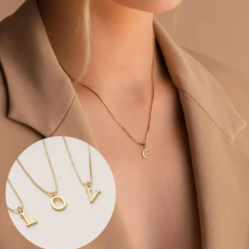 

CARLIDANA Dainty Stainless Steel Gold Plated Initial Letter A-Z Pendant Choker Personalized Name Necklace for Girls Gift