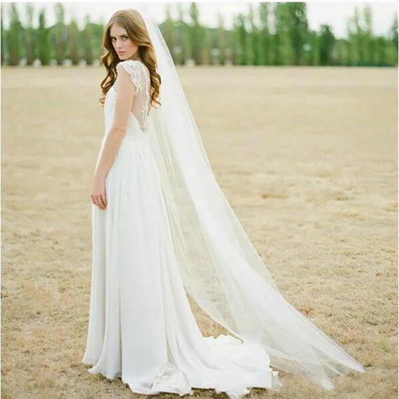 Velo de novia con peineta, de 2M, de 1 capa, estilo caída, para novias