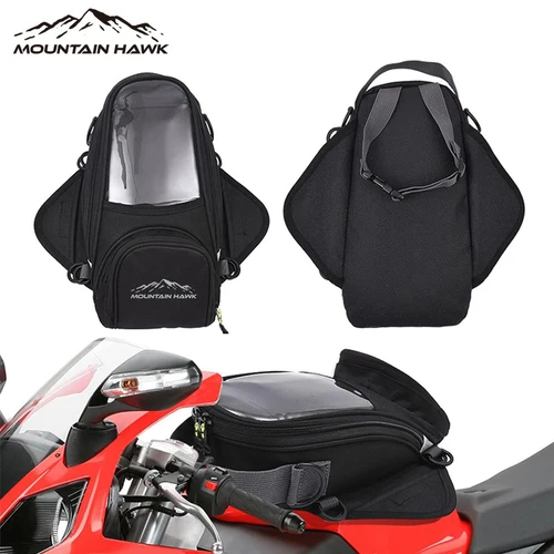 MOUNTAIN HAWK, nuevas bolsas magnéticas fuertes para tanque de motocicleta, navegación para teléfono móvil, bolsa para tanque de aceite de motocicleta, bolso de hombro con correas fijas