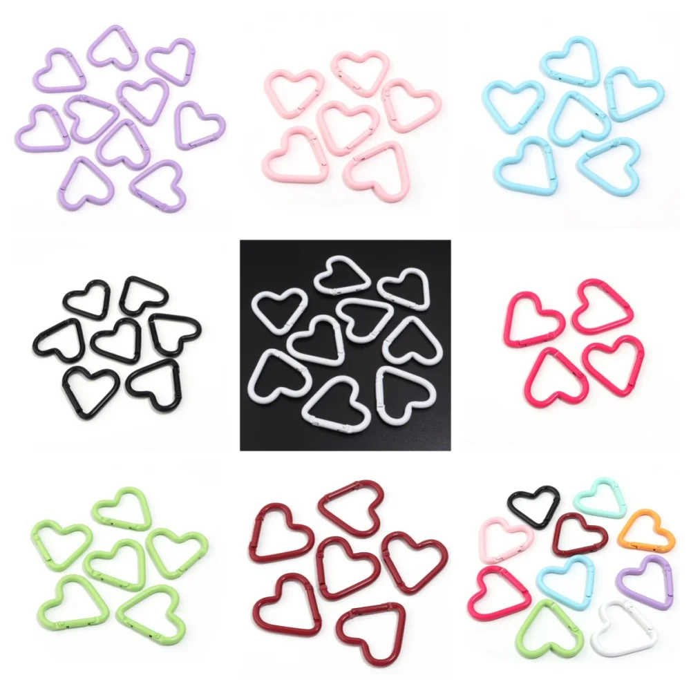 5pcs Heart-shaped  Alloy Split Jump Rings Lobster Clasp Eyelets Screw Pins Keychain Hook Dog Chain DIY Craft Buckle Accessories