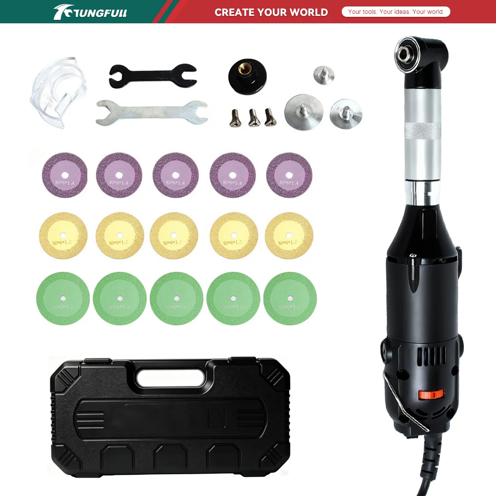 220V Electric 90° Elbow Die Grinder 15000RPM 6 Speed Tile Grout Removal Beauty Tool Micro Angle Grinder Polisher Sande
