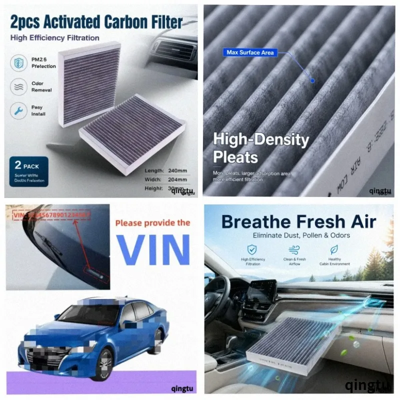 2pcs/ Cabin Air Filter For BYD Sealion 07 06 GT 05 Song L Pro DMi 2024 2025 JMC Yuhu 7 9 2.0 Yusheng S350 WM E5 2022 A/C parts