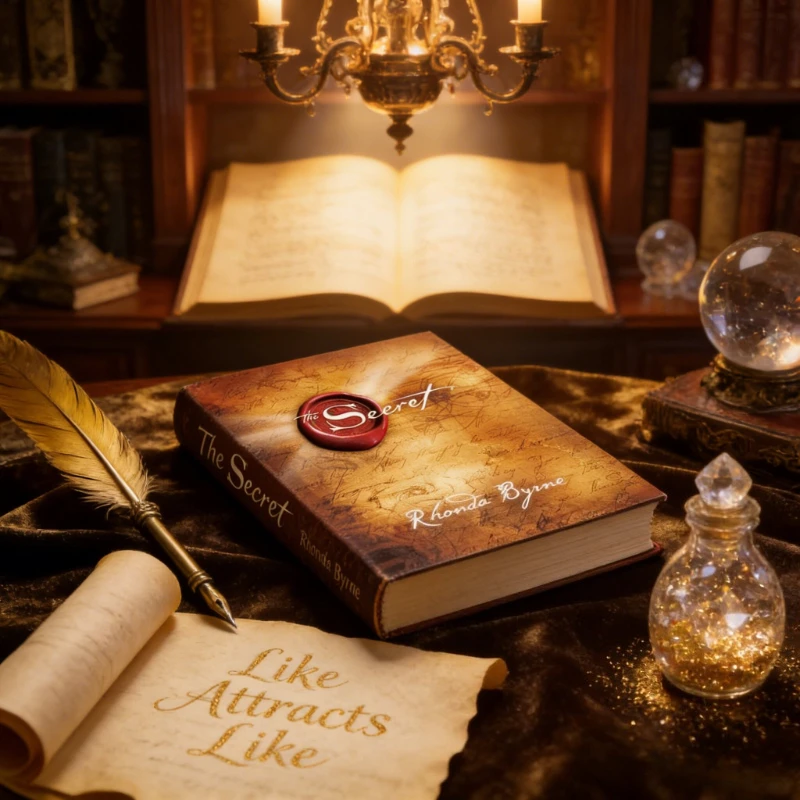 

Секрет: Письменная Ронда Бирна, глобально популярная духовная роста, ручная фокусировка по правому аттракции.