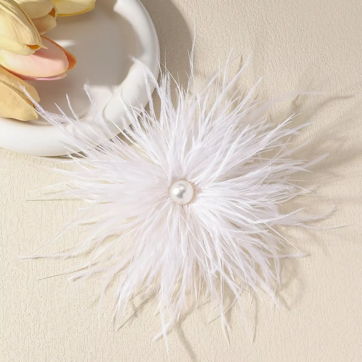 Fashion Large 21CM Multicolor Feather Brooch Luxury Pearl Pin for Women Ladies Party Jewelry Accessory Cloth Gifts