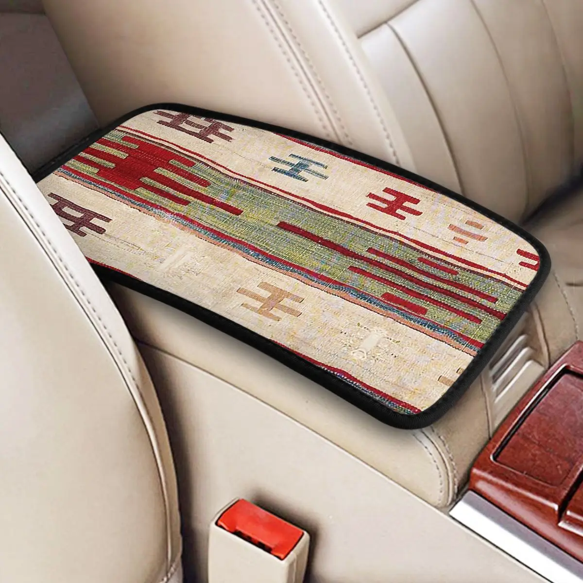 32x19cm Universal Car Armrest Cover Mat Center Console Cover Pad Boho Ethnic Antique Decor Auto Interior Storage Box Cover