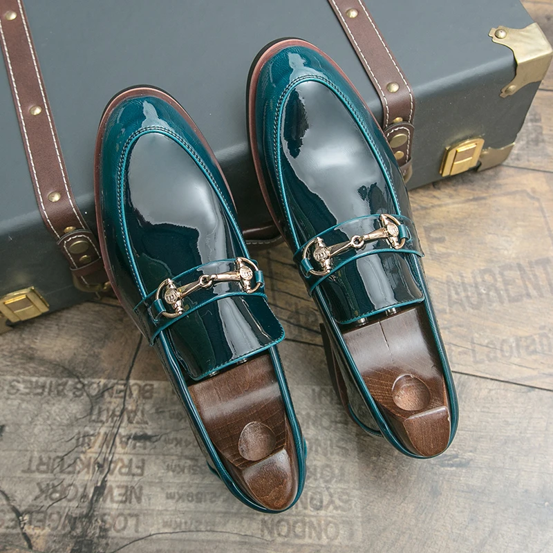 

Men Loafers PU Low Heel Metal Buckle Decoration Fashionable Classic Business Banquet Men Shoes Size 38-47