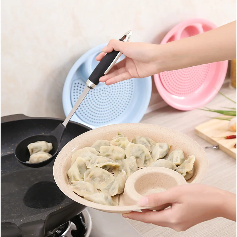 Dual-Layer Wheat Straw Disc Dumpling Plate with Vinegar  Tool  Mini Spices Dish Fruit Bowl Kitchen Tableware