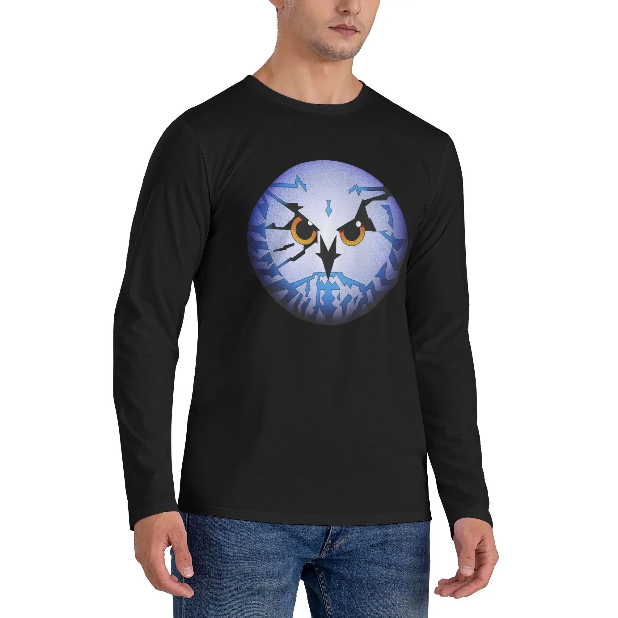 

amiga psygnosis owl Men's Long Sleeved T-shirt Casual Round Neck T shirts Spring and Autumn Men tops