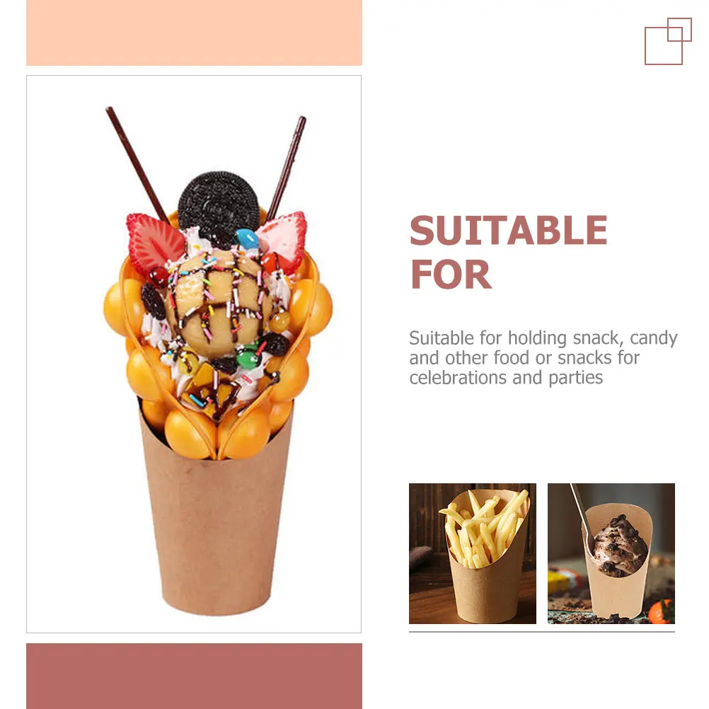 

100Pcs Snack Boxes Paper Kraft Disposable Snack Container Party French Fries Box