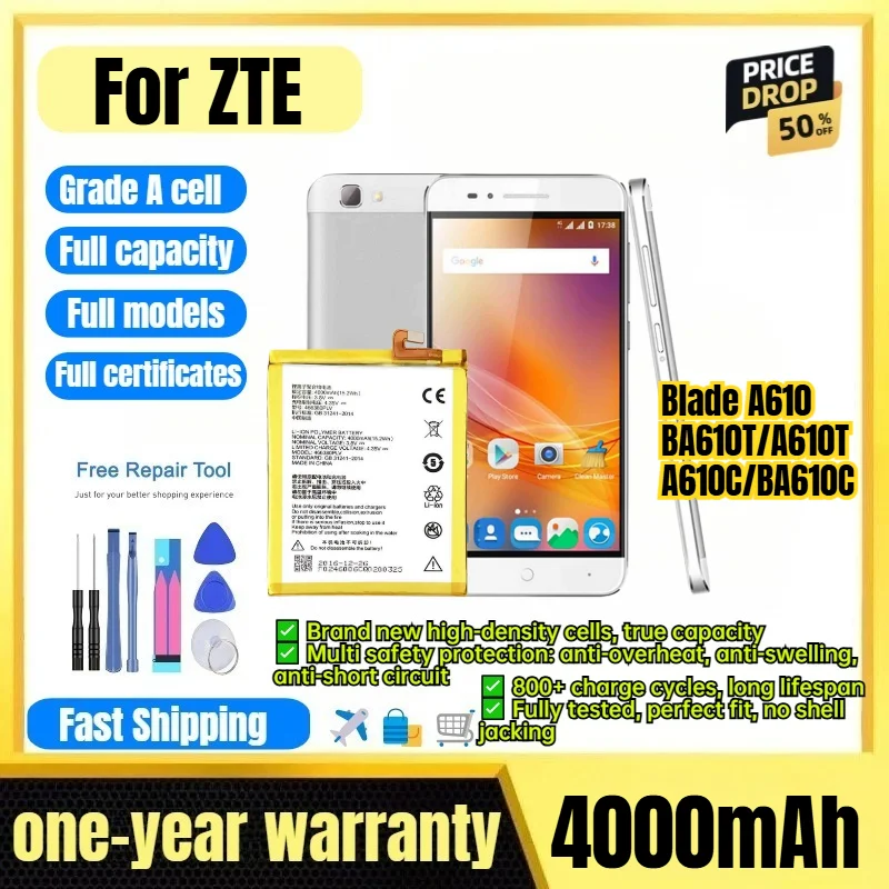 466380PLV for ZTE Blade A610/BA610T/A610T/A610C/BA610C Phone Battery 0Cycle High Capacity Battery Replacement Bateria with Tools