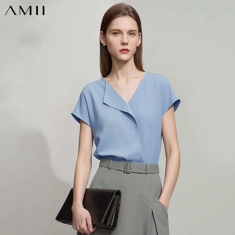 

AMII Minimalism Chiffon Shirts & Blouses New Elegant Youth Woman Blouses Loose Fashion Casual Chic Tops Female Clothing 12612024