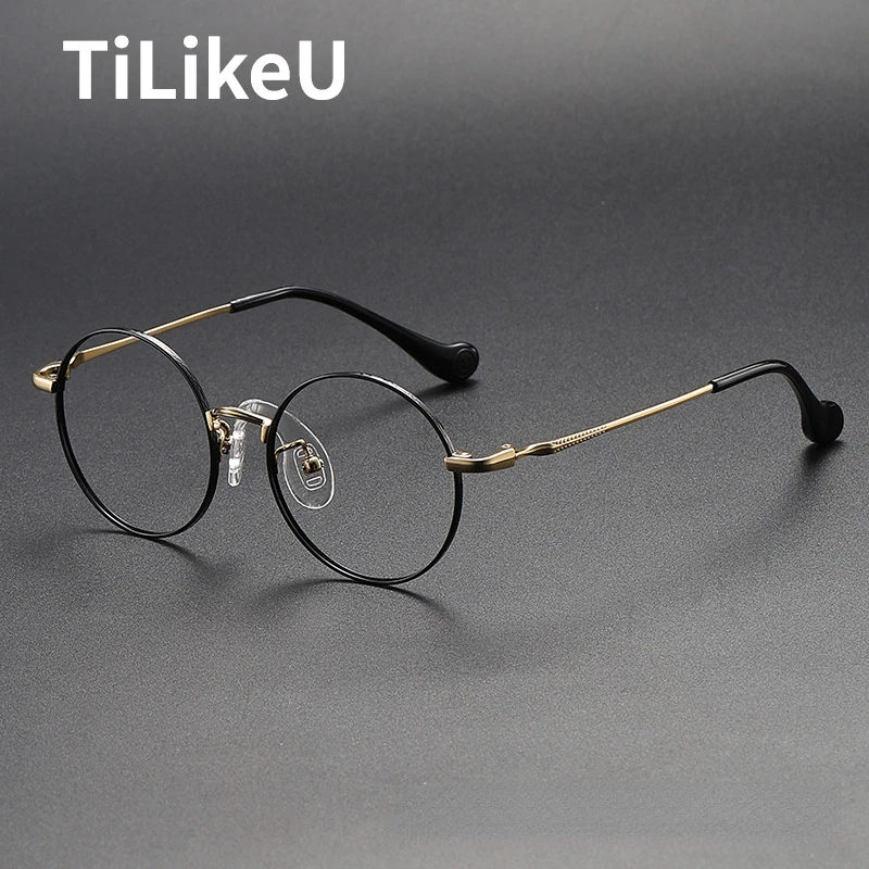 

Students Ultralight Pure Titanium Optical Frame Retro Round Glasses Branded Luxury Designer Myopia Children Eyeglasses Men Women