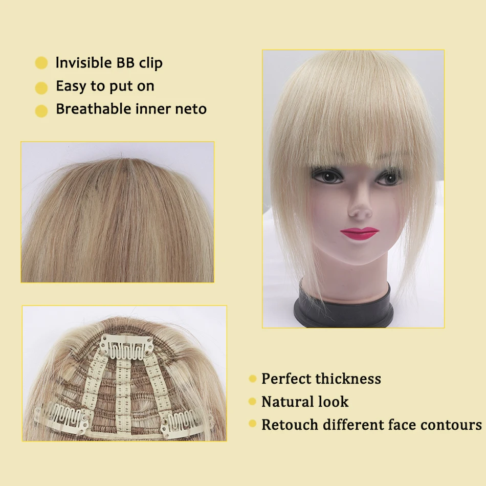 Straight Front Hair Neat Bangs Clip In Human Hair Extensions Bangs Extension Hairpiece Natural Fake Bang Hair Piece