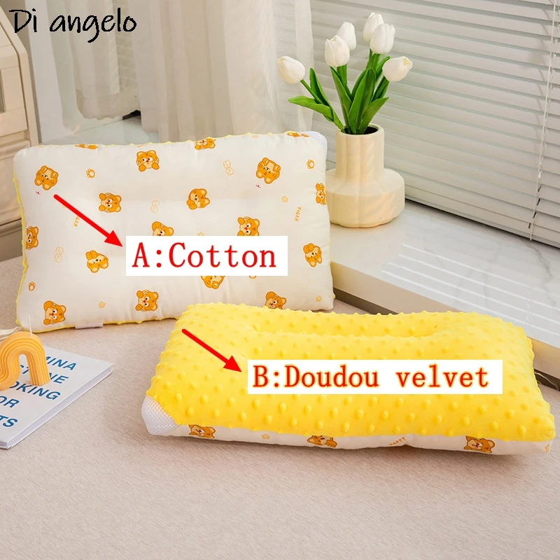 Cotton Doudou Velvet Kids Pillow Soft Washable Children's Sleeping Head Cushion Rectangle Toddler Pillow Portable Headrest #/