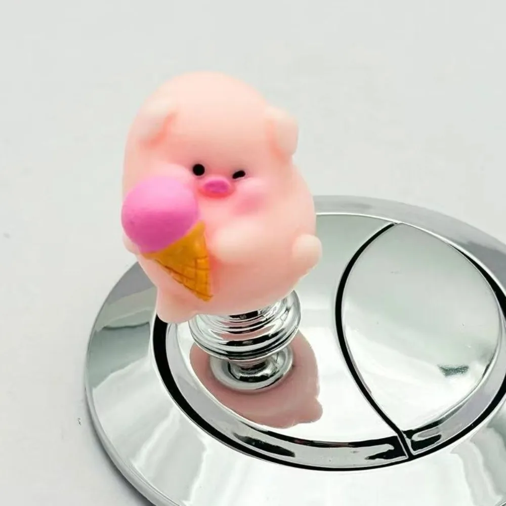 Resin Cute Toilet Press Pink Piglet Nail Protector Water Tank Buttons Push Switch Durable Water Press Flush Button Bathroom