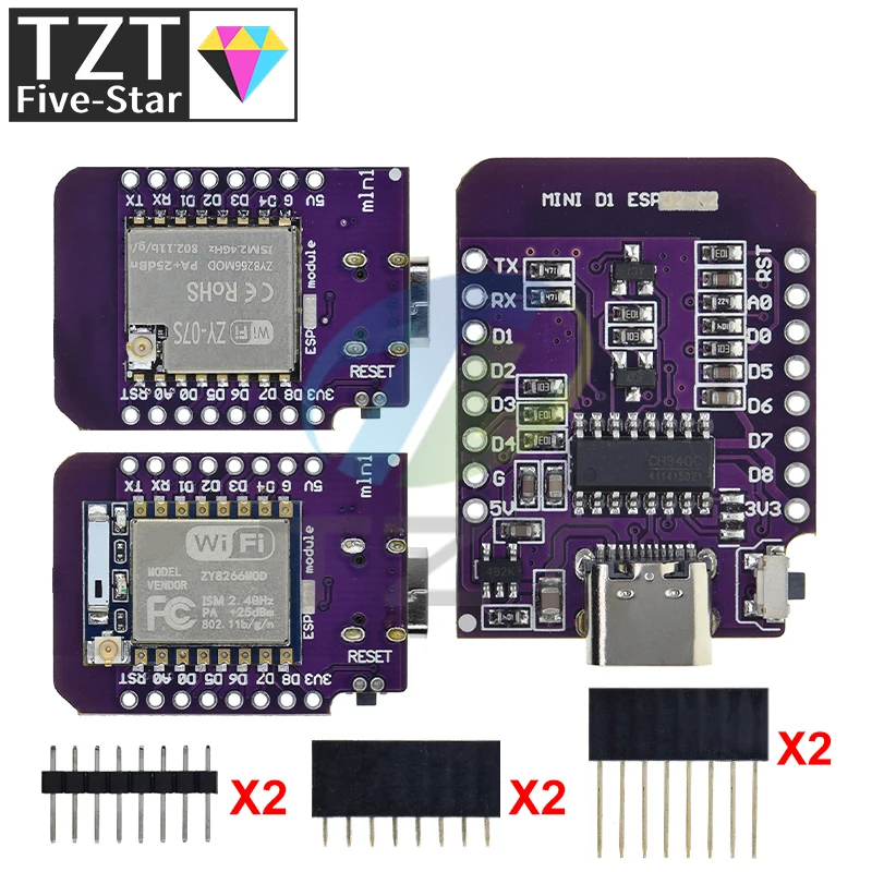 D1 Mini TYPE-C ESP8266 ESP-07/07S CH340G USB D1 Mini WIFI макетная плата D1 Mini NodeMCU Lua IOT плата 3,3 В с PINS