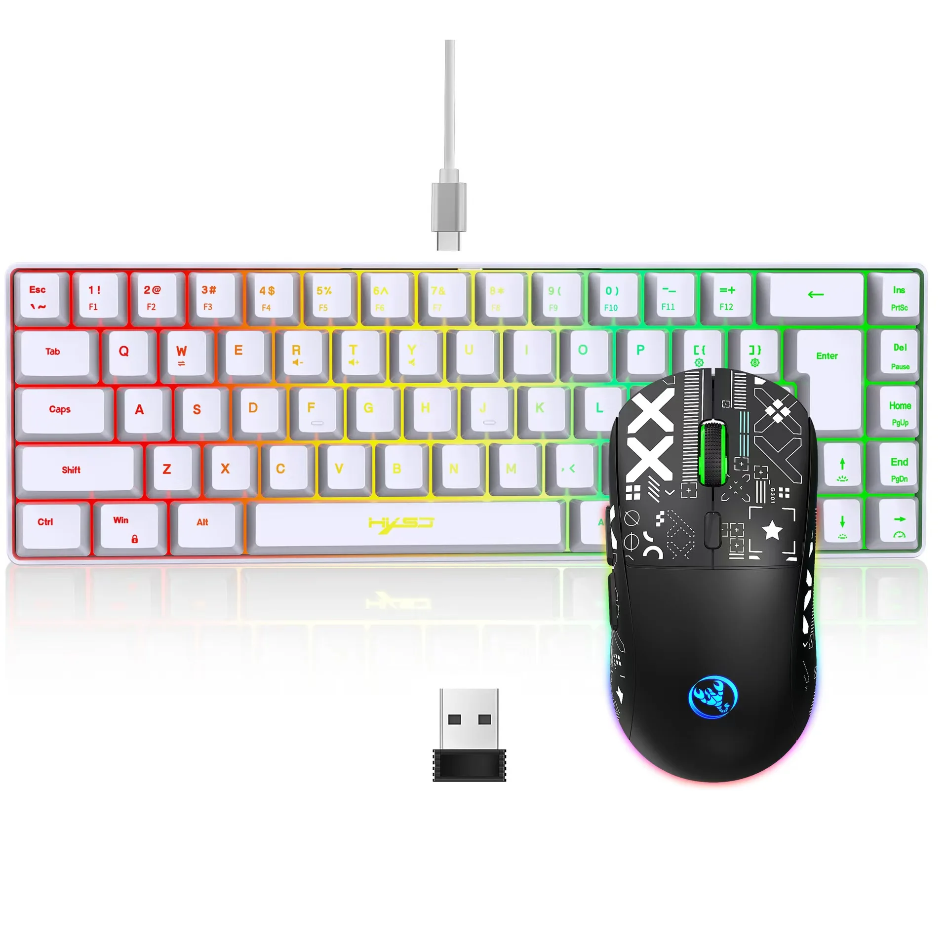 60% gaming Keyboard and mouse combo set gamer white key board combo computer wired keyboards mouses office teclado for laptop pc view 5