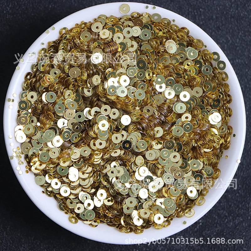 Round gold and silver colored flat sequins with medium holes, fish scale sequins, hand-sewn bead sequins