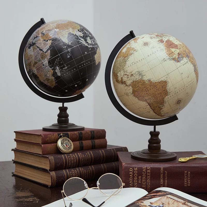 World Globo Mapa vintage european globe ornament Earth Wooden Globe Office Desk Decor