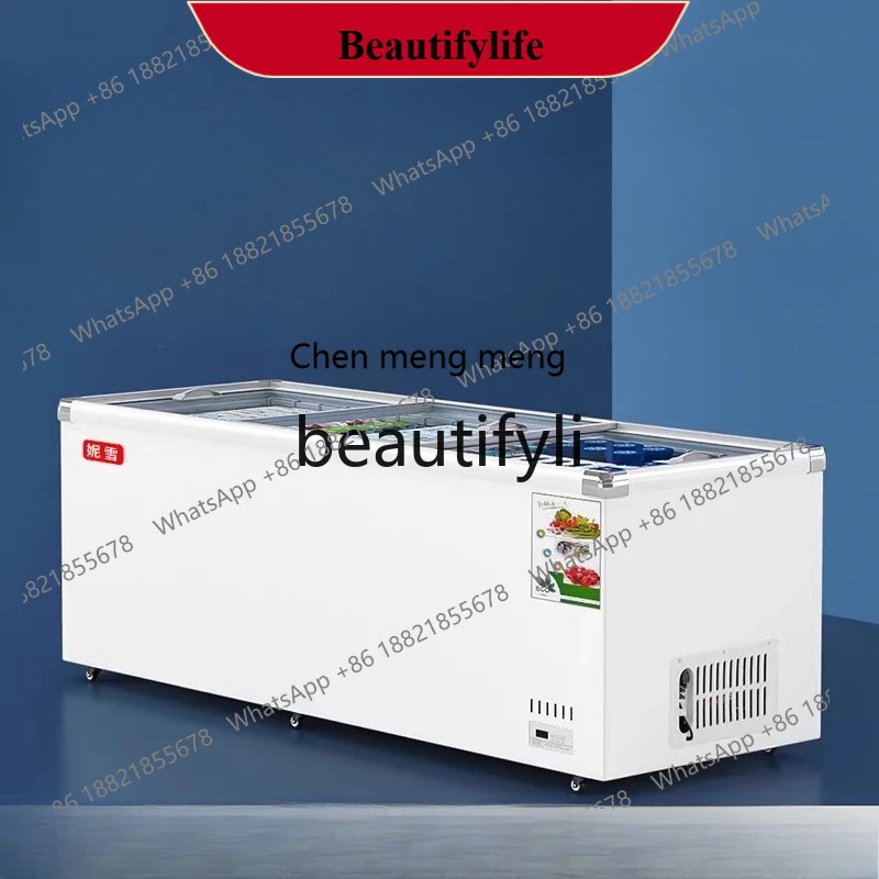AB02  Refrigerated Display Cabinet Freezer Transparent Glass Fresh-keeping Cabinet Commercial Large Capacity Horizontal Island C