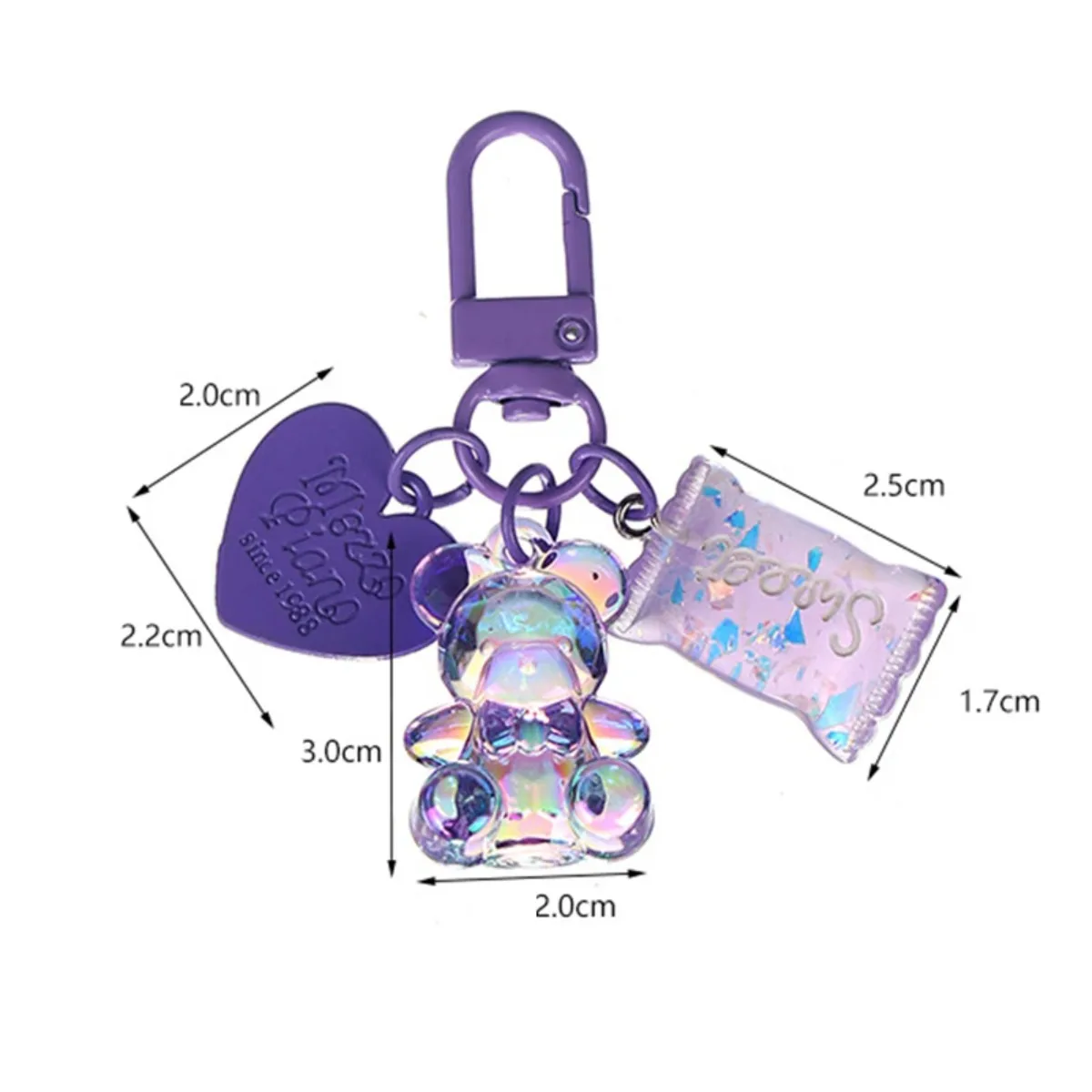 Cute Cartoon Bling Heart Bear Animal Candy Keychain - Creative Bag Car Earphone Box Key Ring Accessory for Friend Lovers image 6
