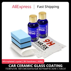 2PCS 30ML 9H Car Liquid Ceramic Coat Super Hydrophobic Glass Coating Set Polysiloxane And Nano Materials Car Polish