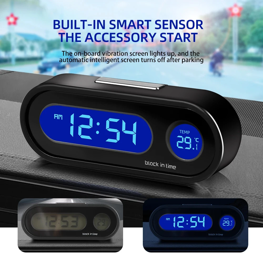 Time/temperature Car Instrument Mini Car Electronic Clock Time Auto Clocks Luminous Thermometer Lcd Backlight Digital Display