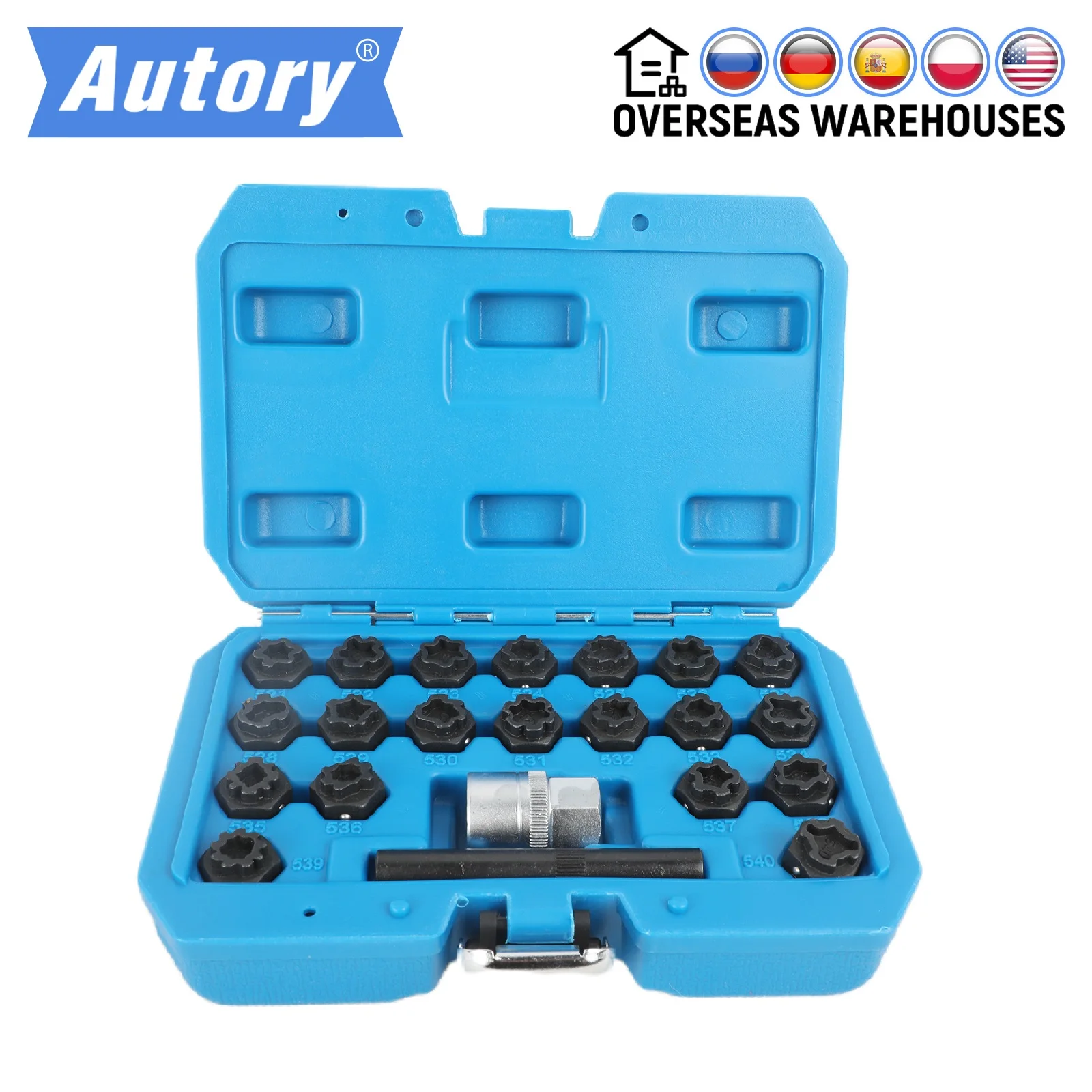 22pc Special Tire Anti-theft Screw Removal Tool Anti-theft Screw Sleeve  Locking Wheel Nut Sleeve for VolksWagenwerk VAG 521 540