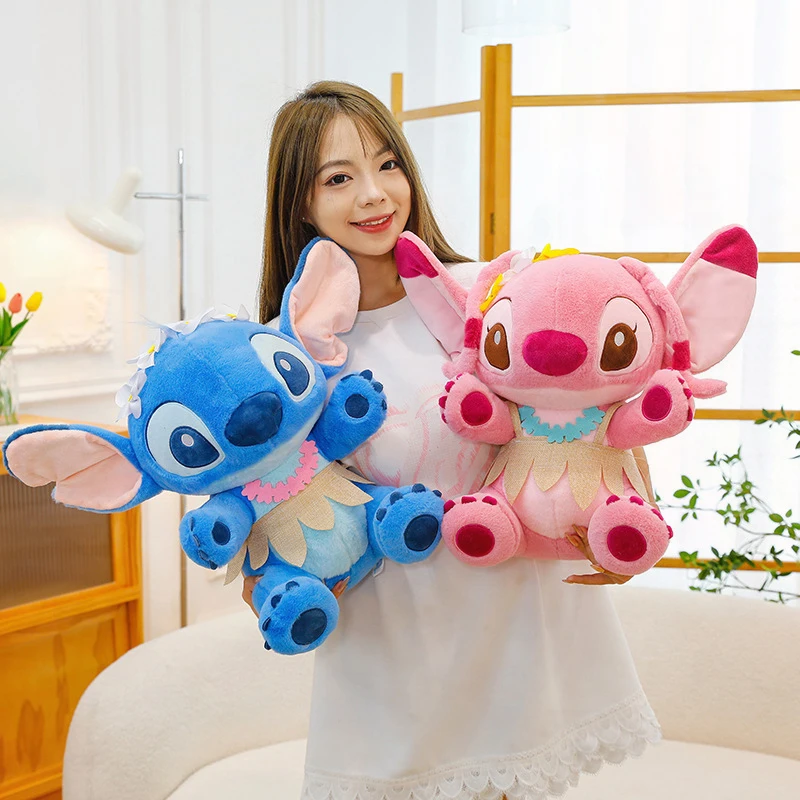 

Kawaii Plush Toy Stitch in Summer Grass Skirt Stuffed Doll Cute Cuddly Pillow for Kids Birthday Gift for Girls Best Friend