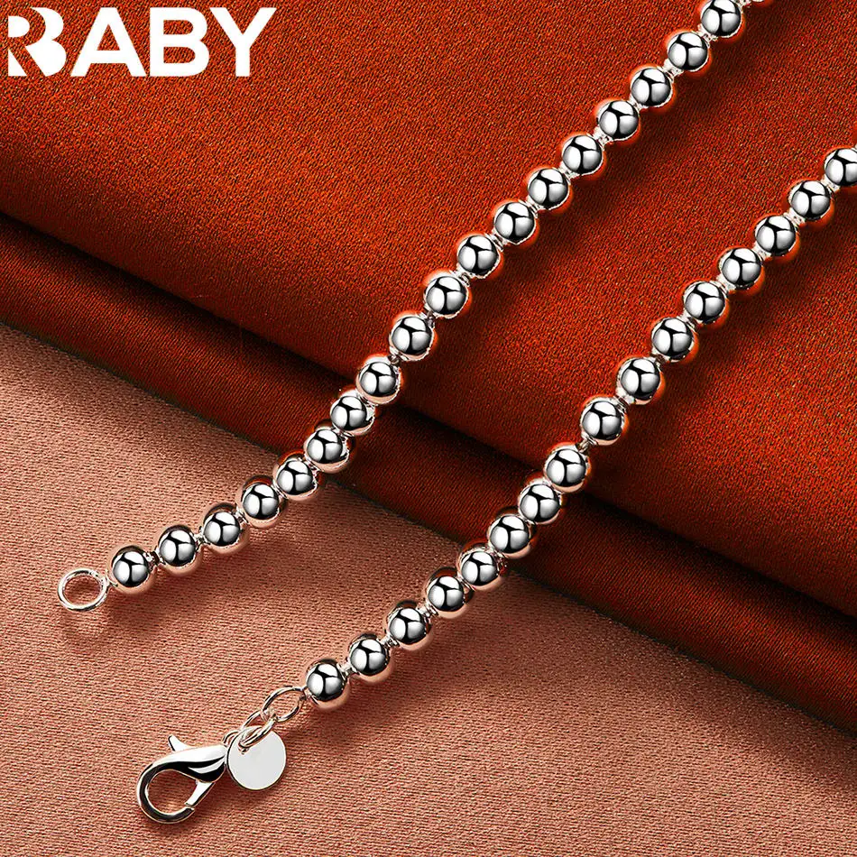 URBABY Collana a catena con perline rotonde in argento sterling 925, gioielli di moda, squisito regalo di nozze per feste di fidanzamento