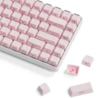 Teclas laterales redondas de gelatina de 113 teclas, cristal de hielo, translúcido, rosa, perfil OEM, para teclado mecánico Cherry MX 61 68 104