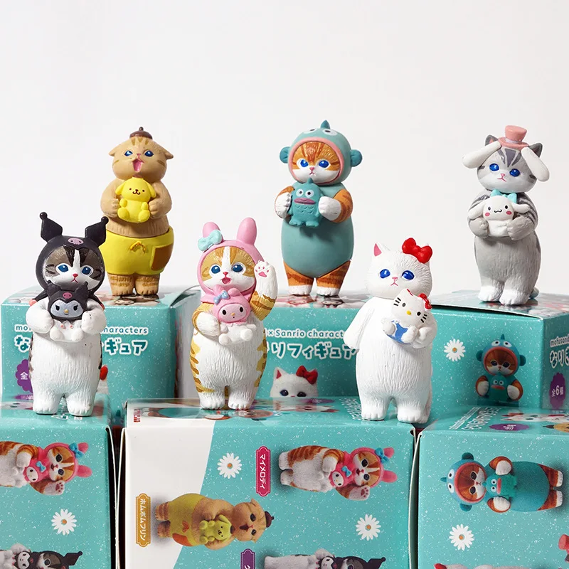 Mofusand Shark Cat Cos Sanrio Blind Box Kuromi Cinnamoroll My Melody Character Figures Toy Ornaments Dolls Fans Children Gift image 2
