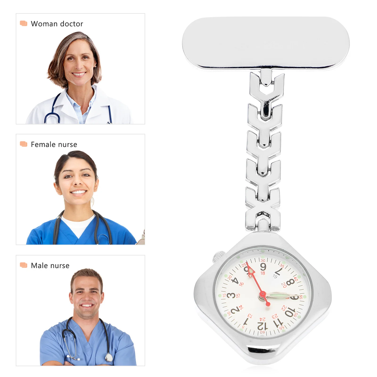 1 pezzo orologio da tasca luminoso orologio da infermiera medica design con quadrante trasparente facile da leggere leggero stabile perfetto per il personale sanitario