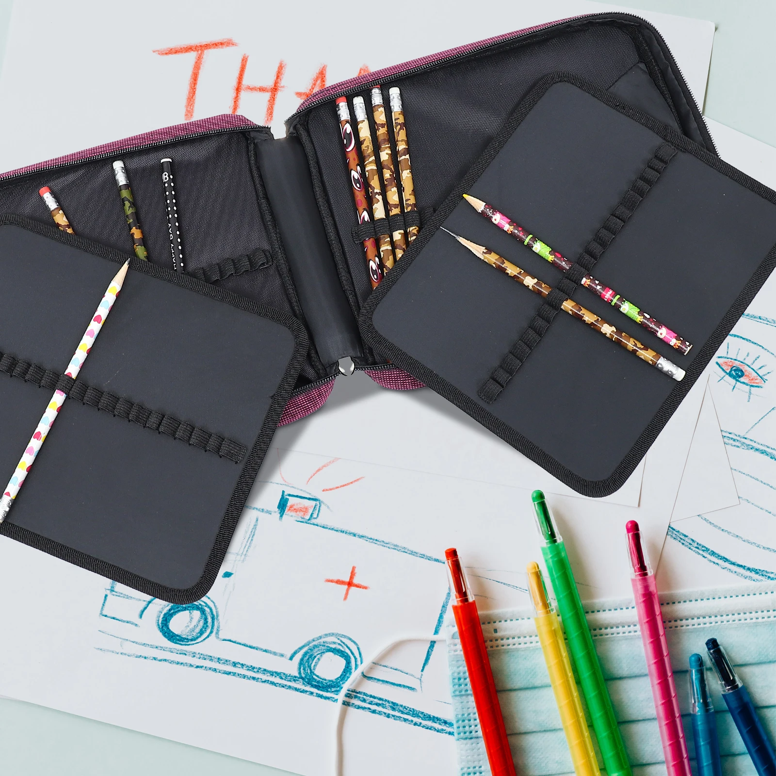 حقيبة تخزين مقلمة ملونة منظم الطالب حقائب قماشية ذات سعة كبيرة