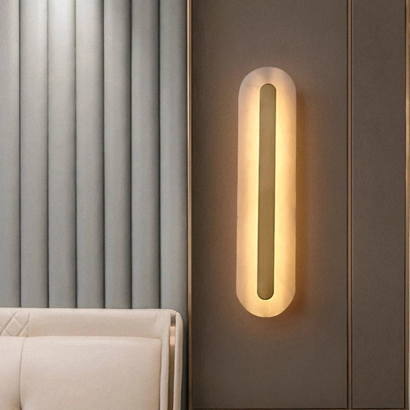 الإسبانية الفاخرة شريط طويل الرخام الطبيعي وحدة إضاءة LED جداريّة مصباح الإضاءة غرفة المعيشة فندق الدرج المدخل غرفة نوم السرير شمعدانات جدارية