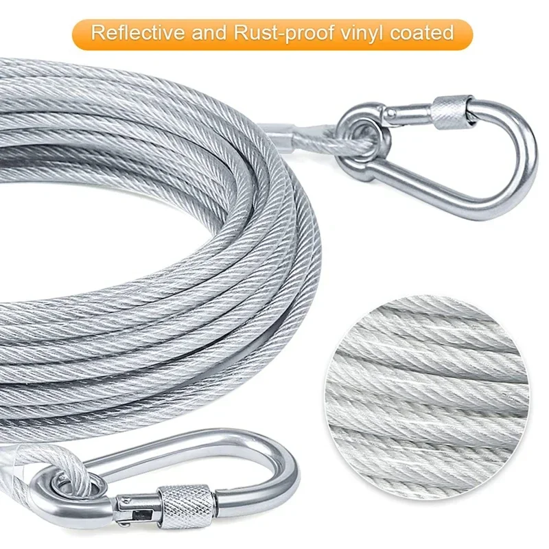 

Double-headed Dog Tie Out Leash ,raction rope with metal steel wire anti-rust training collar,Outdoor Dogs Strap
