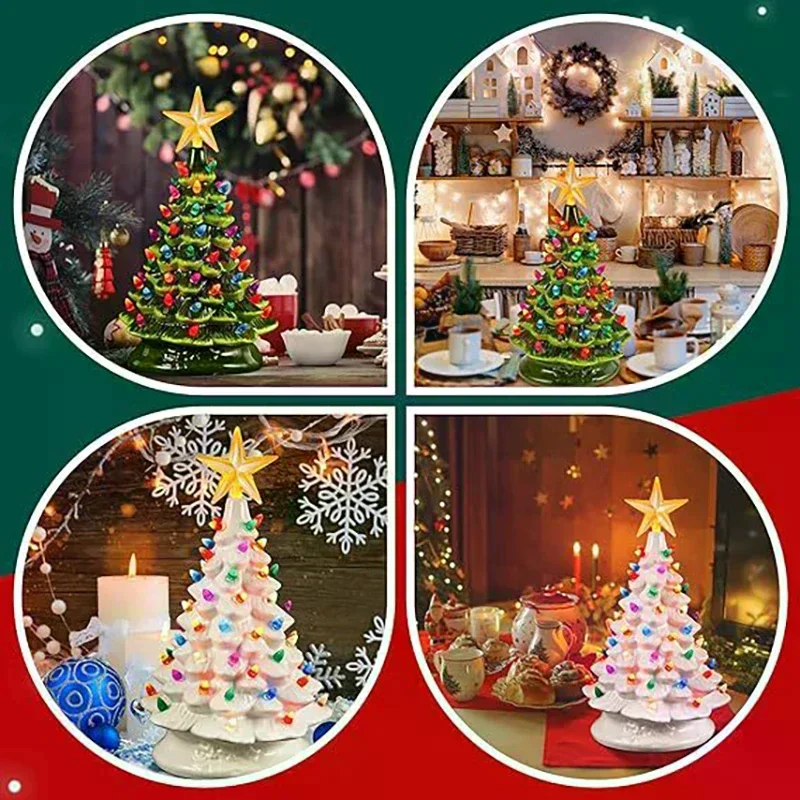 

Ceramic Christmas Trees Cross-border Hot-selling Christmas Tree LED Ornaments Ceramic Desktop Christmas Decorations