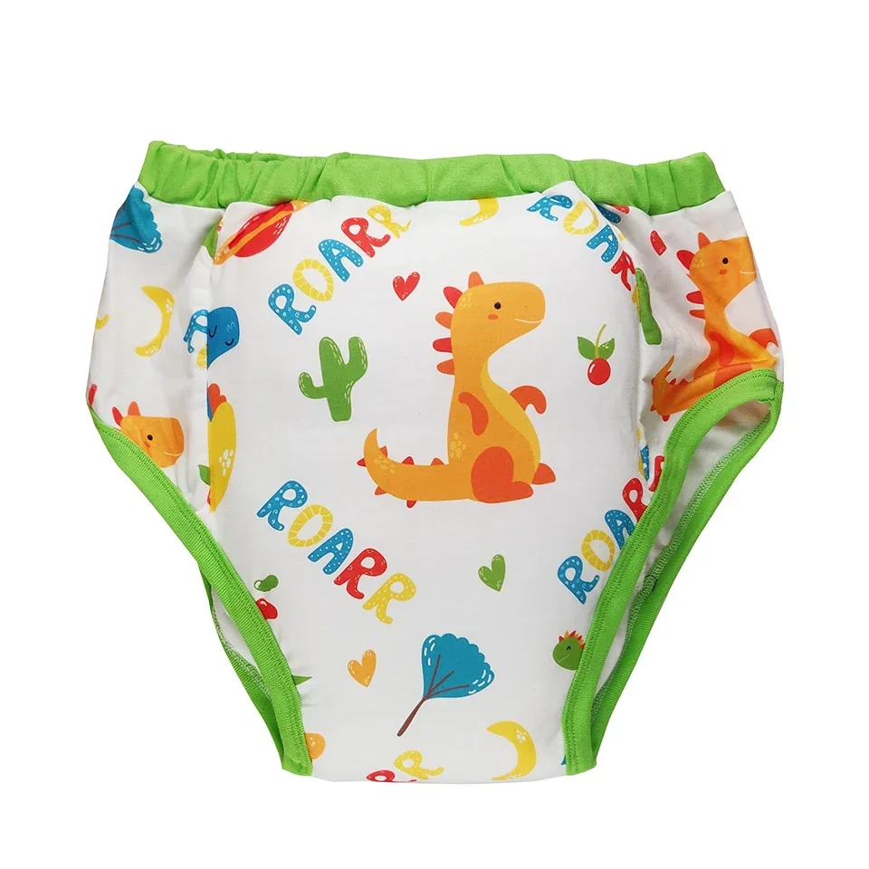 Cartoon Print Cotton Nappies Briefs ABDL Washable Cloth Diapers With Padding Inside Adult Study Panties Training Pants Reusable