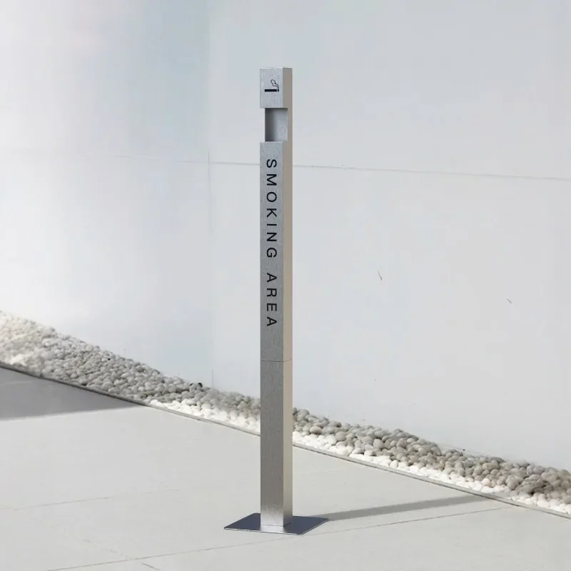 Outdoor smoke column, commercial smoking area vertical ash column cigarette butt bucket stainless steel cigarette butt collector