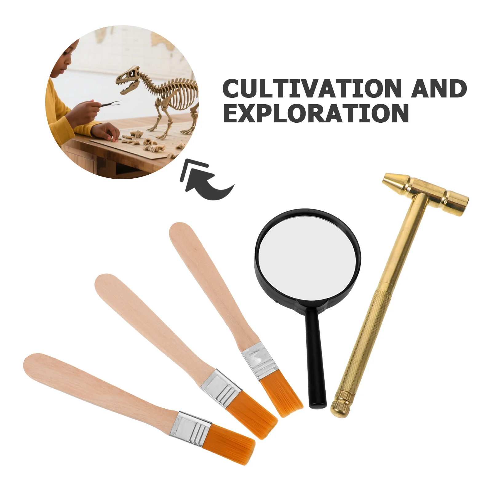 1 مجموعة أطفال علم الآثار أداة التنقيب مجموعة حفر واقعية فرشاة المطرقة إزميل الجذعية العلوم تعلم الأحجار الكريمة اكتشاف