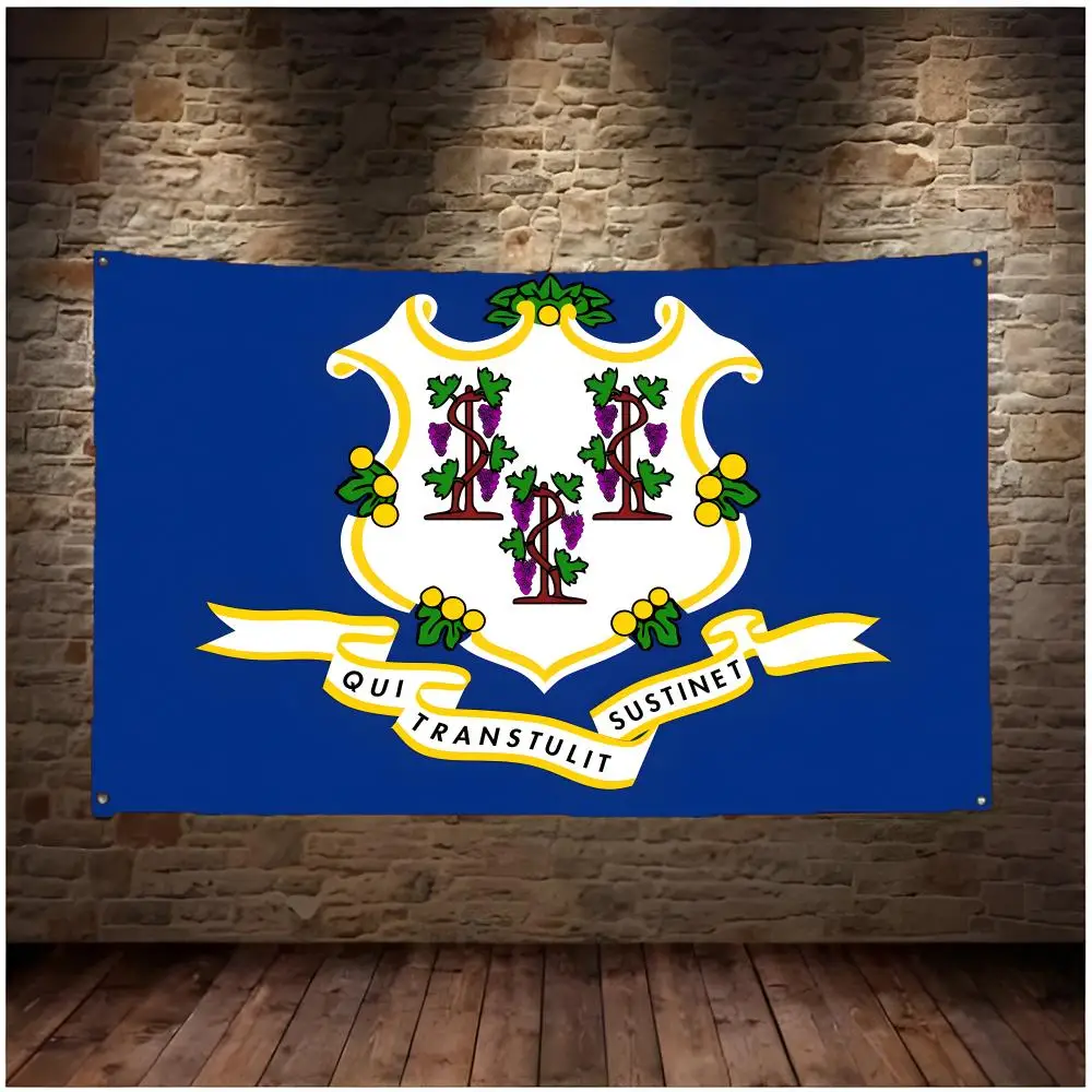 Connecticut Flags Daily four ring borderless design indoor outdoor decor easy hang install