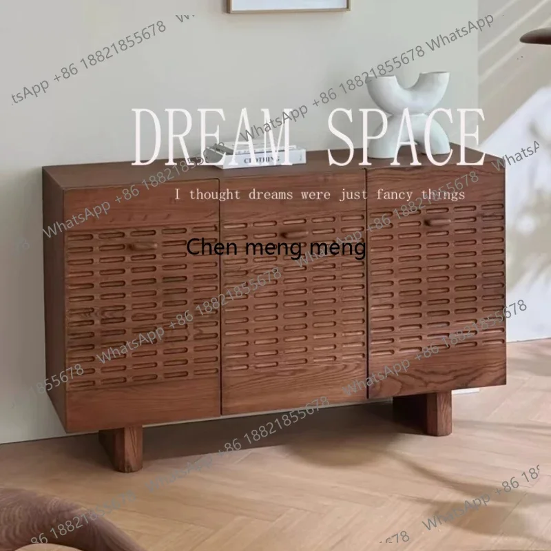 

Vintage Solid Wood Sideboard Retro Storage Carved Entryway Cabinet Home Storage Cabinet