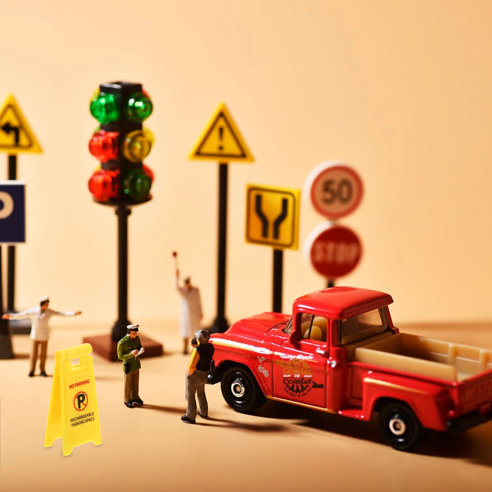 

10pcs Traffic Warning Signs Kids Educational Cognitive Play Street Road Sign Safe Learning Pretend Play Set For Children